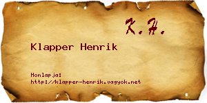 Klapper Henrik névjegykártya